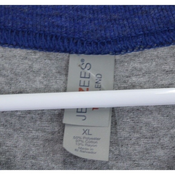Jezees Blend Chicago Windy City Baseball T-Shirt Mens XL Gray Blue Raglan - Picture 6 of 16